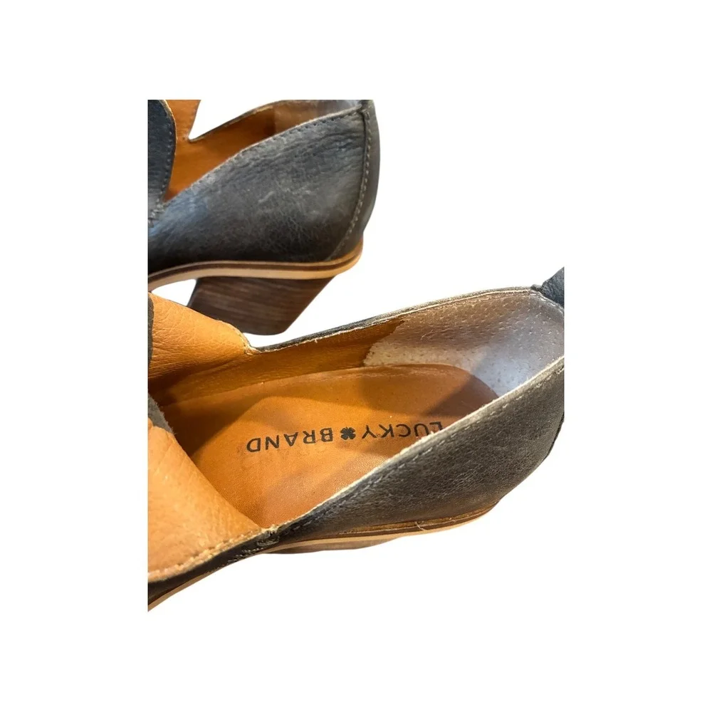 Lucky Brand Victorrey Ankle Booties Grey Leather Wedge‎ Heel Women Size 6M